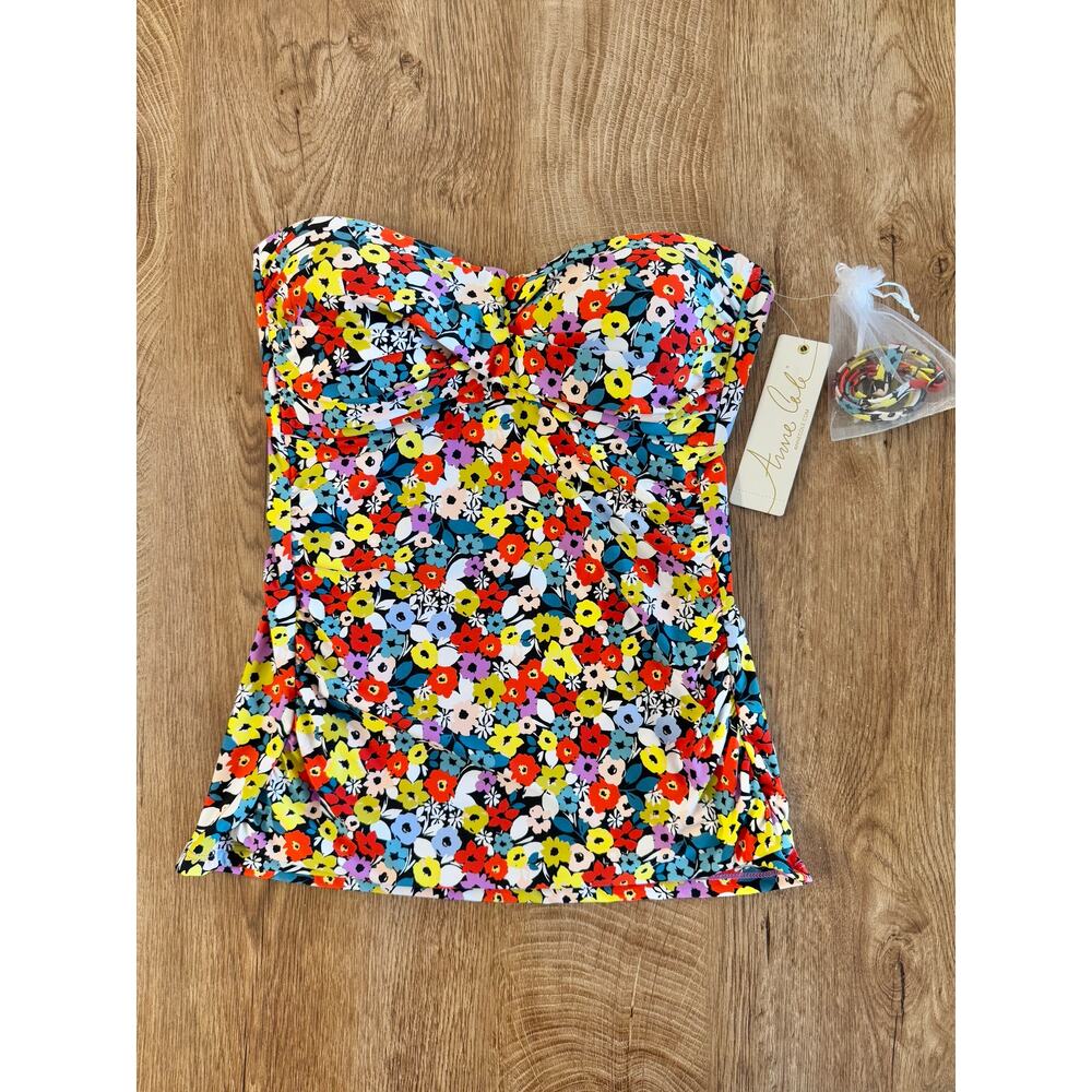 NWT Anne Cole Women's Small (6) Twist Front Bandeaukini floral tankini swim top